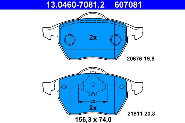 ATE 13.0460-7081.2 Brake Pad Set, disc brake