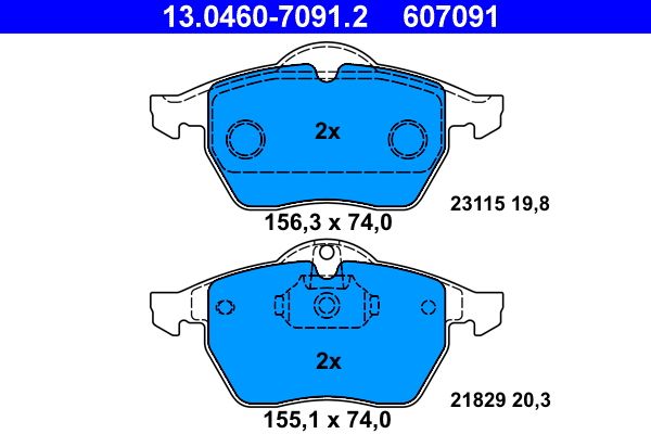 ATE 13.0460-7091.2 Brake Pad Set, disc brake