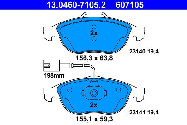ATE 13.0460-7105.2 Brake Pad Set, disc brake