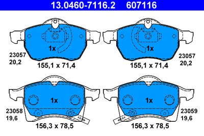 Brake Pad Set, disc brake ATE 13.0460-7116.2