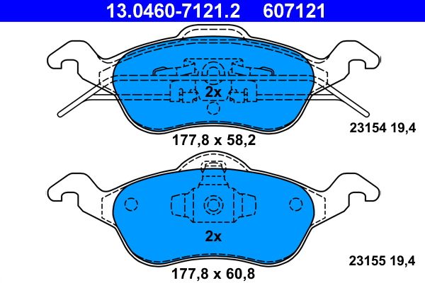 ATE 13.0460-7121.2 Brake Pad Set, disc brake