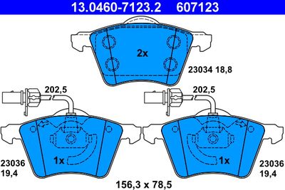 Brake Pad Set, disc brake ATE 13.0460-7123.2