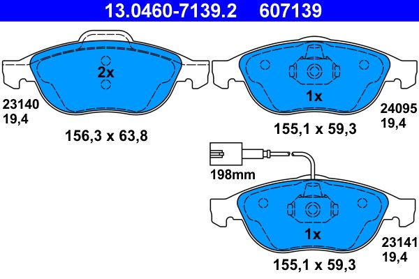 ATE 13.0460-7139.2 Brake Pad Set, disc brake