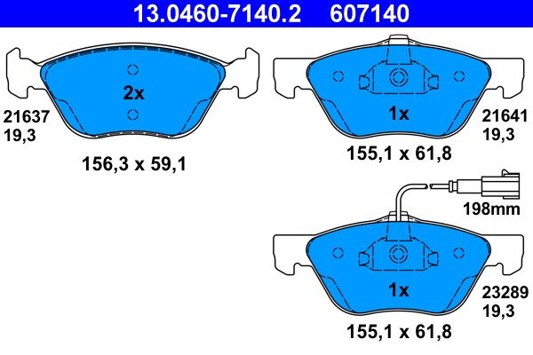 ATE 13.0460-7140.2 Brake Pad Set, disc brake
