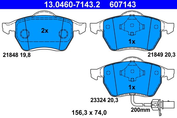 ATE 13.0460-7143.2 Brake Pad Set, disc brake