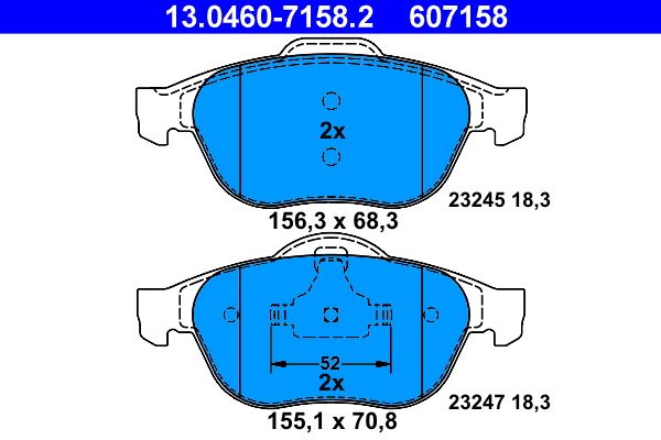 ATE 13.0460-7158.2 Brake Pad Set, disc brake