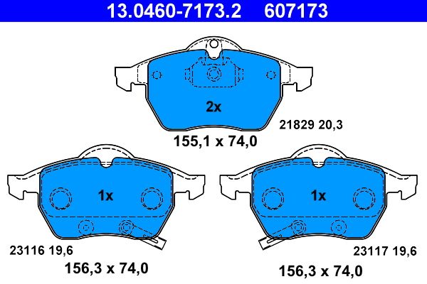 ATE 13.0460-7173.2 Brake Pad Set, disc brake