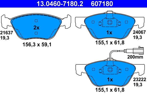 ATE 13.0460-7180.2 Brake Pad Set, disc brake