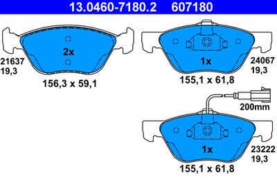 Brake Pad Set, disc brake ATE 13.0460-7180.2