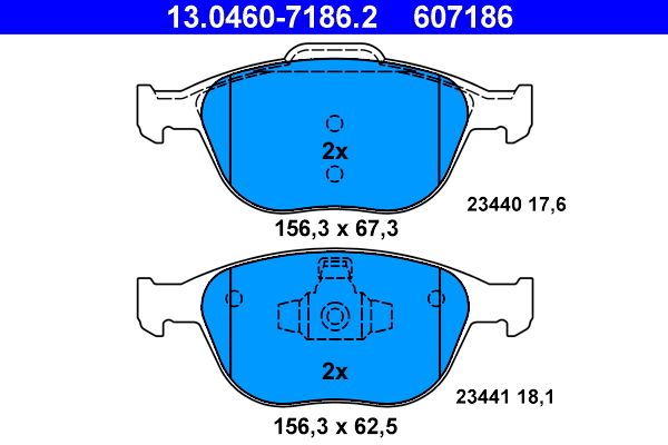 ATE 13.0460-7186.2 Brake Pad Set, disc brake