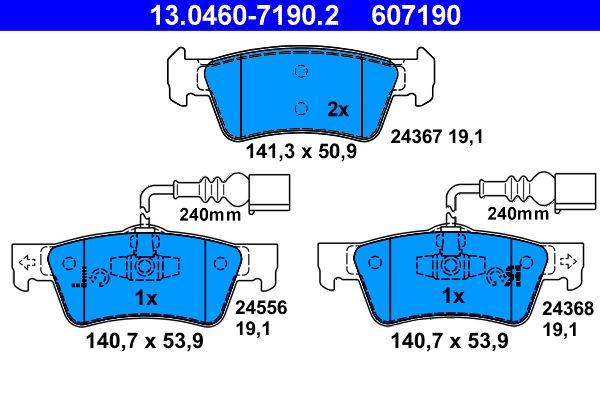 ATE 13.0460-7190.2 Brake Pad Set, disc brake