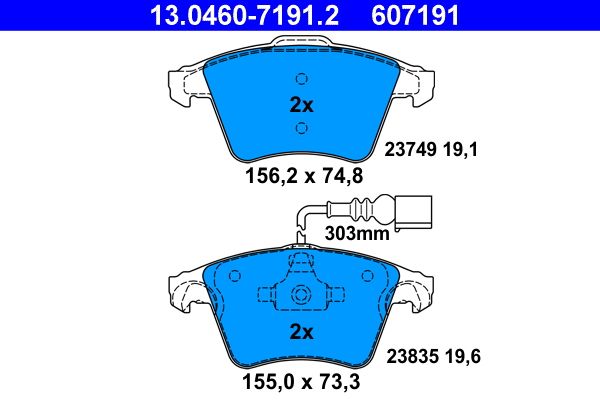 ATE 13.0460-7191.2 Brake Pad Set, disc brake