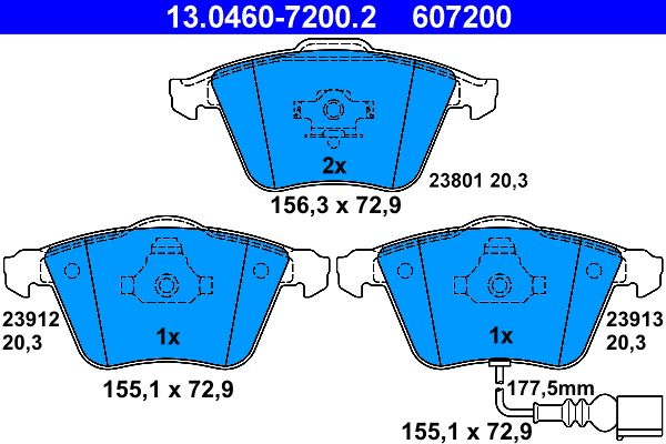 ATE 13.0460-7200.2 Brake Pad Set, disc brake