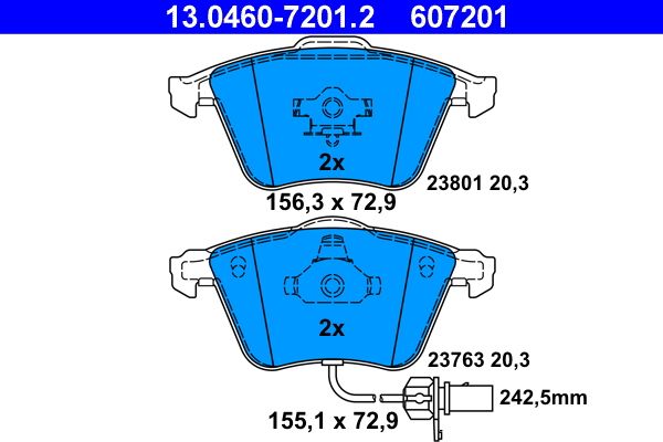 ATE 13.0460-7201.2 Brake Pad Set, disc brake