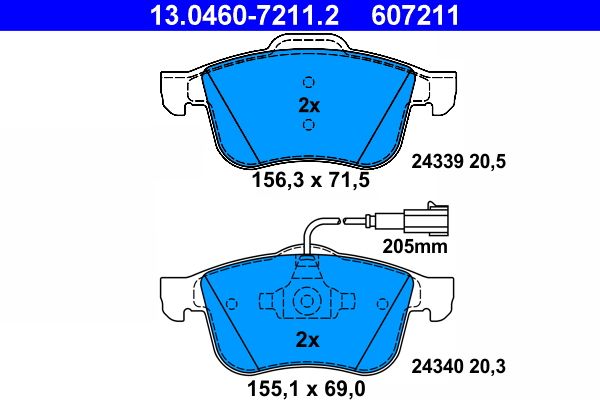 ATE 13.0460-7211.2 Brake Pad Set, disc brake