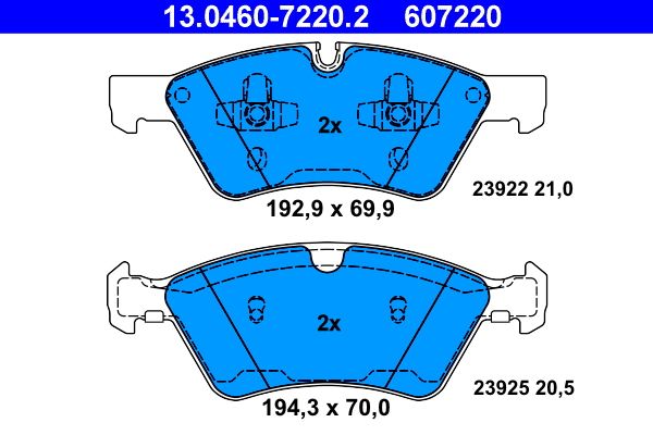 ATE 13.0460-7220.2 Brake Pad Set, disc brake