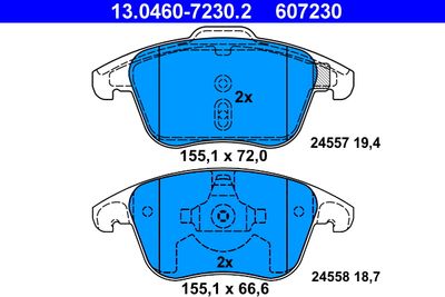 Brake Pad Set, disc brake ATE 13.0460-7230.2