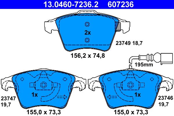 ATE 13.0460-7236.2 Brake Pad Set, disc brake
