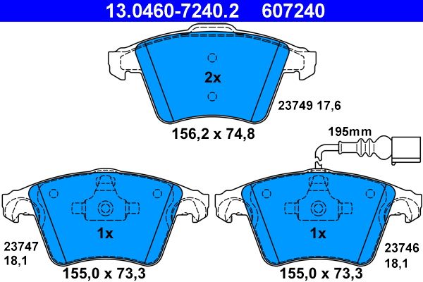 ATE 13.0460-7240.2 Brake Pad Set, disc brake