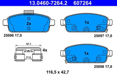 Brake Pad Set, disc brake ATE 13.0460-7264.2