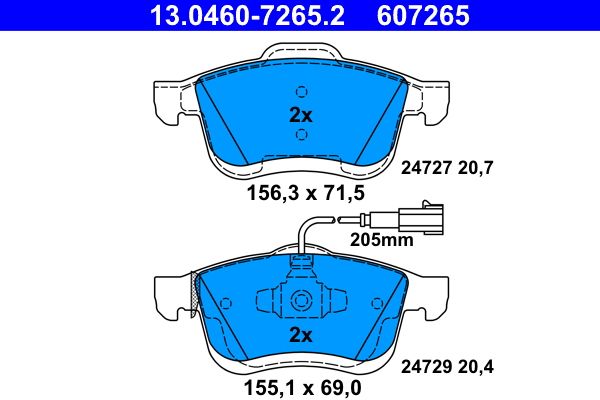 ATE 13.0460-7265.2 Brake Pad Set, disc brake