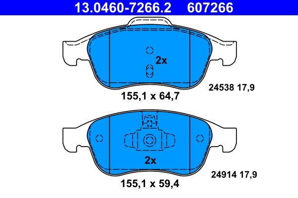 ATE 13.0460-7266.2 Brake Pad Set, disc brake