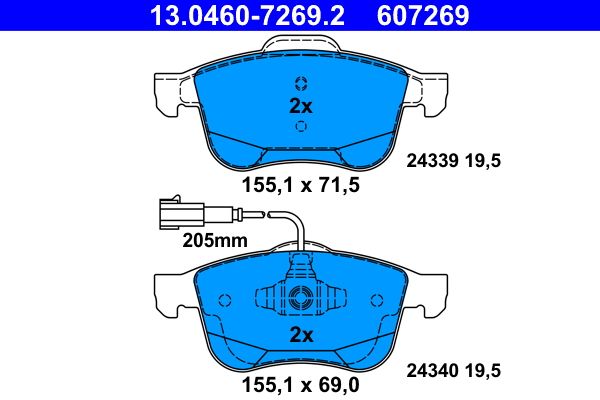 ATE 13.0460-7269.2 Brake Pad Set, disc brake