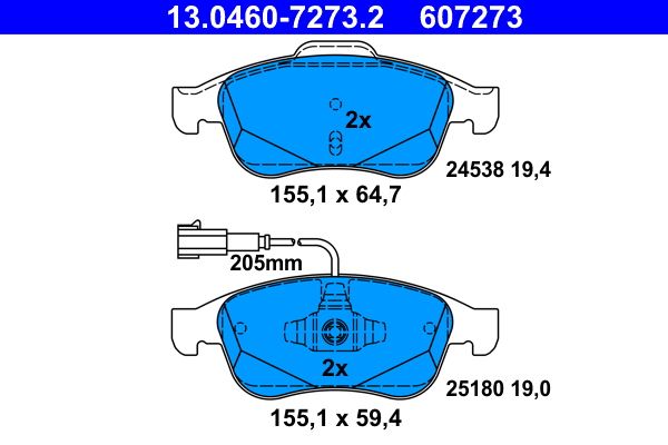 ATE 13.0460-7273.2 Brake Pad Set, disc brake