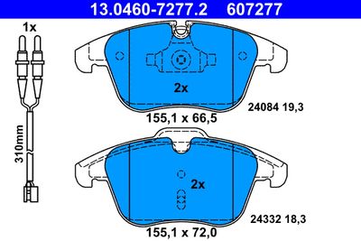 Brake Pad Set, disc brake ATE 13.0460-7277.2