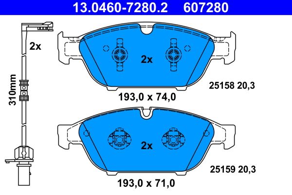 ATE 13.0460-7280.2 Brake Pad Set, disc brake