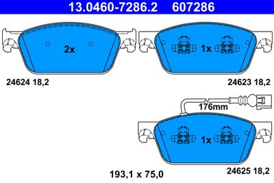 Brake Pad Set, disc brake ATE 13.0460-7286.2