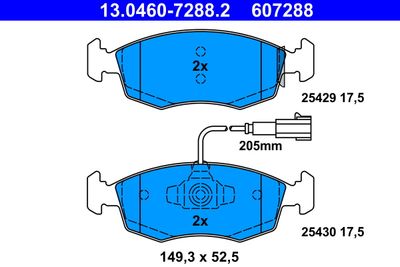 Brake Pad Set, disc brake ATE 13.0460-7288.2