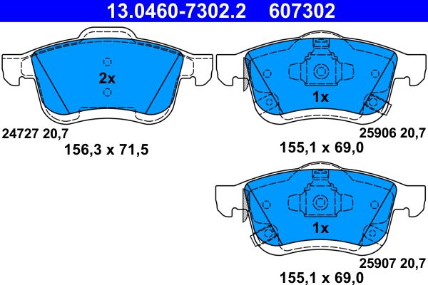 ATE 13.0460-7302.2 Brake Pad Set, disc brake