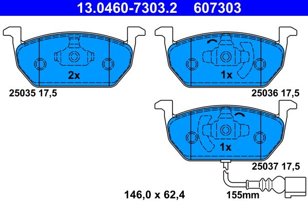 ATE 13.0460-7303.2 Brake Pad Set, disc brake