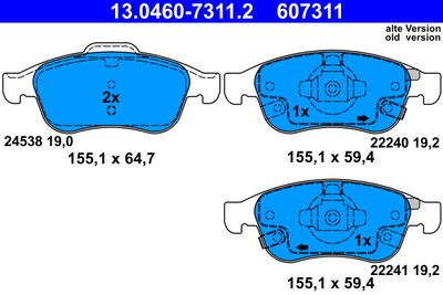 Brake Pad Set, disc brake ATE 13.0460-7311.2