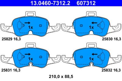 Brake Pad Set, disc brake ATE 13.0460-7312.2