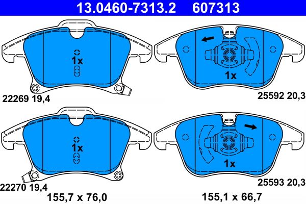 ATE 13.0460-7313.2 Brake Pad Set, disc brake