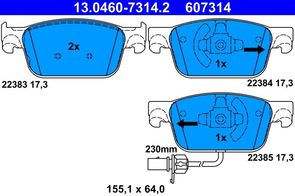 ATE 13.0460-7314.2 Brake Pad Set, disc brake
