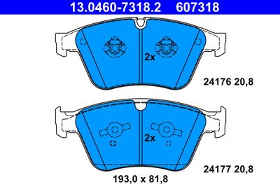 Brake Pad Set, disc brake ATE 13.0460-7318.2