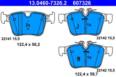 Brake Pad Set, disc brake ATE 13.0460-7326.2