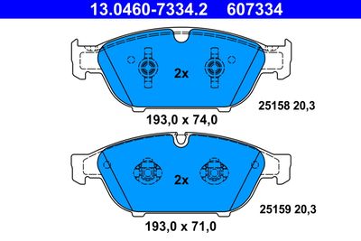Brake Pad Set, disc brake ATE 13.0460-7334.2