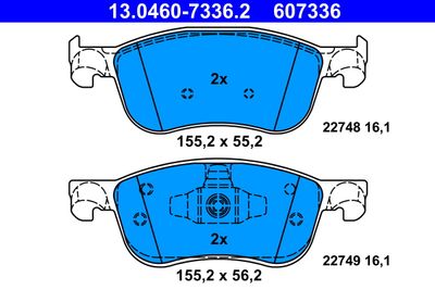 Brake Pad Set, disc brake ATE 13.0460-7336.2