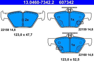 Brake Pad Set, disc brake ATE 13.0460-7342.2