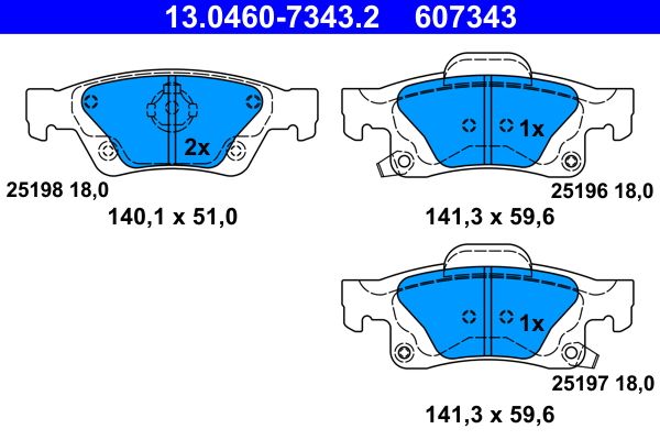 ATE 13.0460-7343.2 Brake Pad Set, disc brake