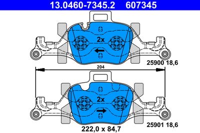 Brake Pad Set, disc brake ATE 13.0460-7345.2