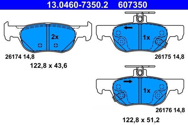 ATE 13.0460-7350.2 Brake Pad Set, disc brake