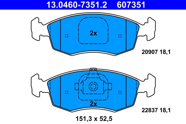 ATE 13.0460-7351.2 Brake Pad Set, disc brake