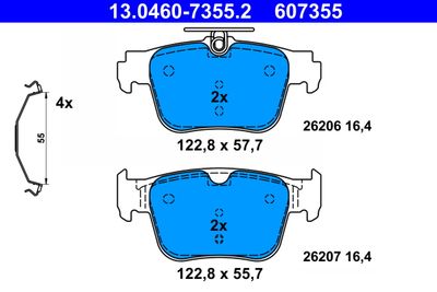 Brake Pad Set, disc brake ATE 13.0460-7355.2