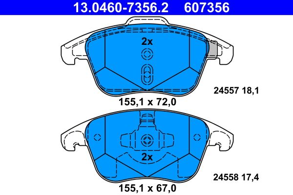 ATE 13.0460-7356.2 Brake Pad Set, disc brake