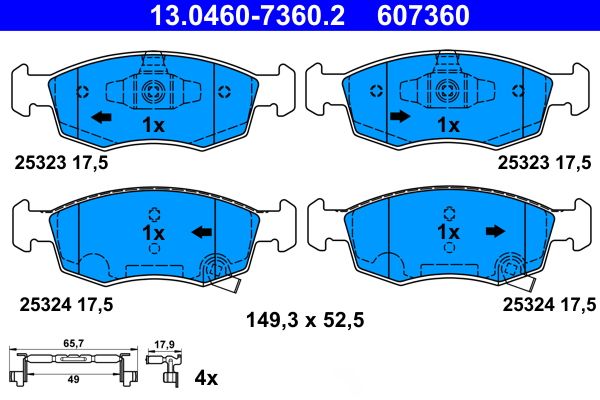 ATE 13.0460-7360.2 Brake Pad Set, disc brake